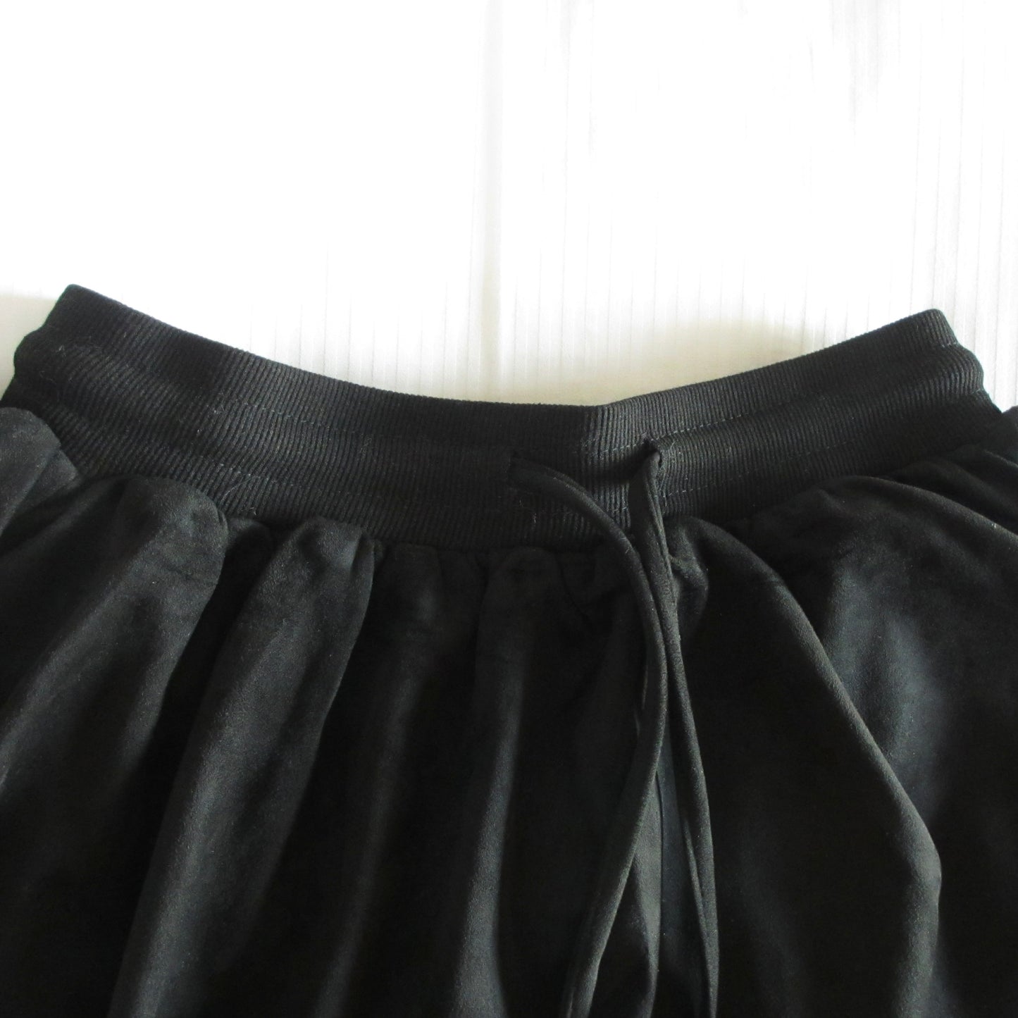 suede puff mini skirt