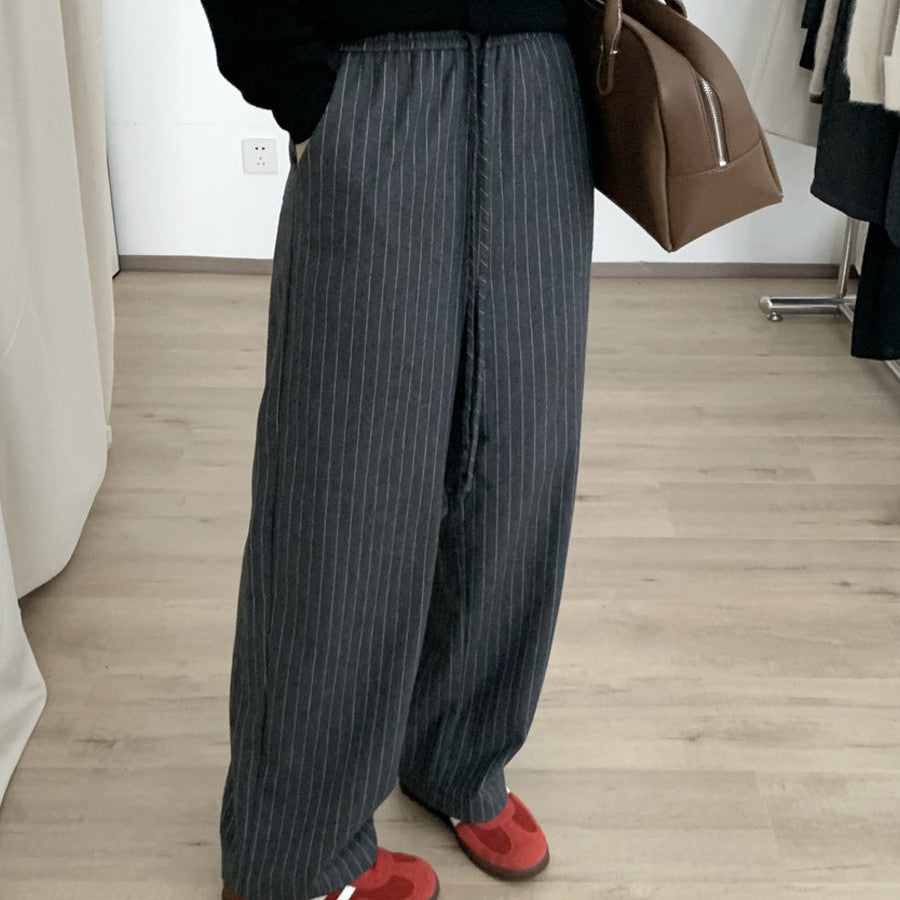 stripe wool relax pants