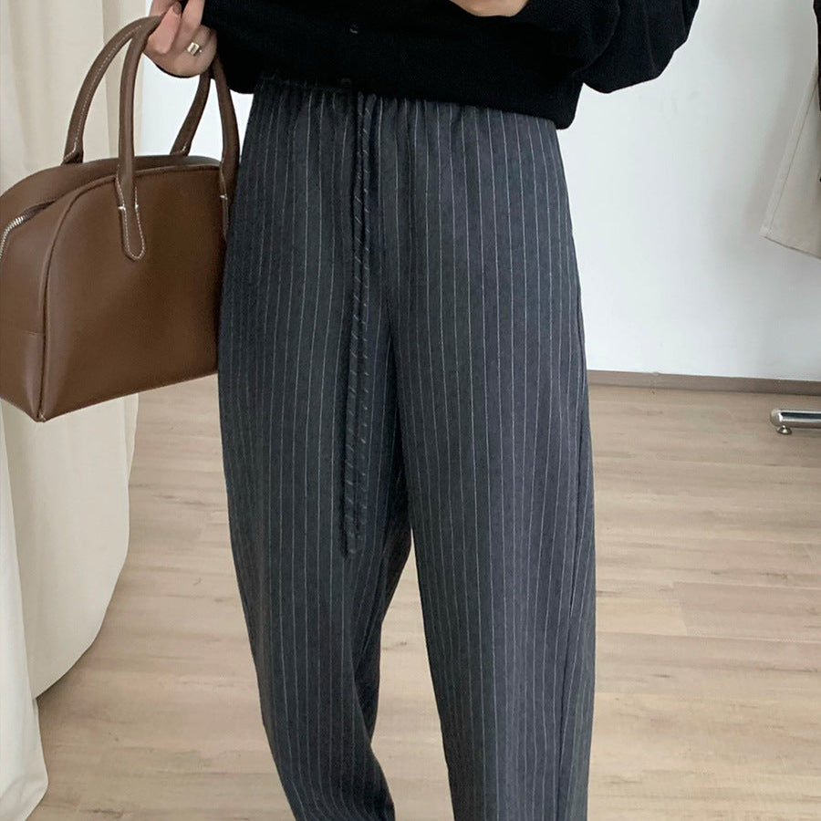 stripe wool relax pants